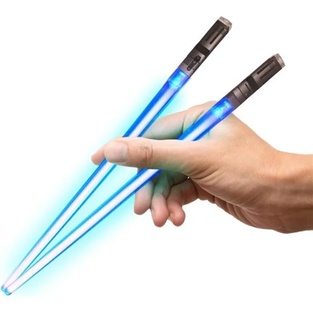 Light Sabert Chop Sticks LED Glowing Reusable Sushi Noodles Chinese Blue